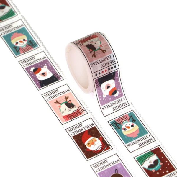 Cute Christmas Design Postage Stamp Washi Tape Stickers 25mm x 3m