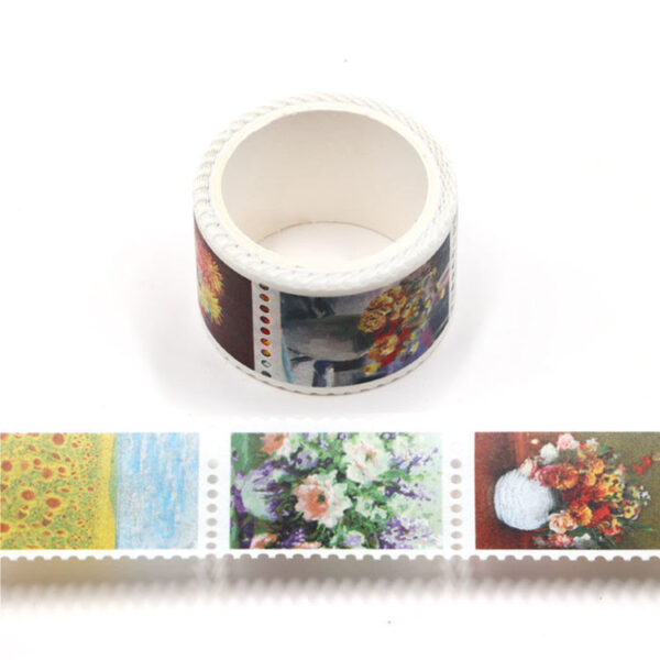 Flower Ink Postage Stamp Washi Tape 25mm x 3m