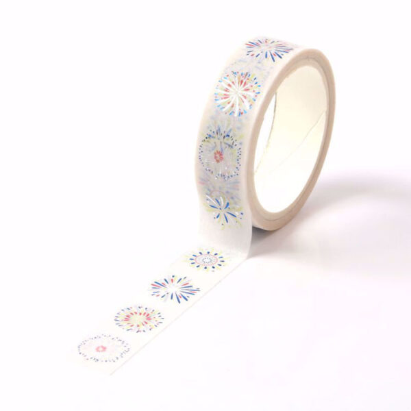 Blue and Silver Firework Foil Decorative Washi Tape 15mm x 5m