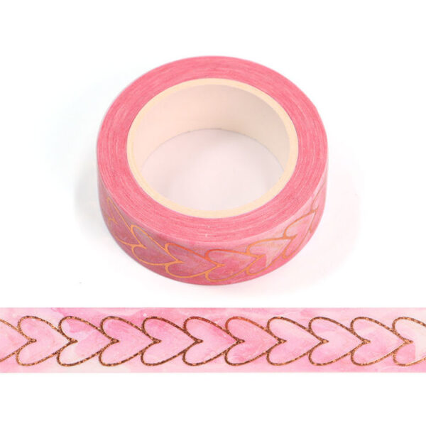 Rose Gold Heart to Heart Decorative Washi Tape 15mm x 10m