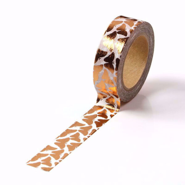 White With Rose Gold Foil Butterflies Washi Tape Decorative Masking Tape