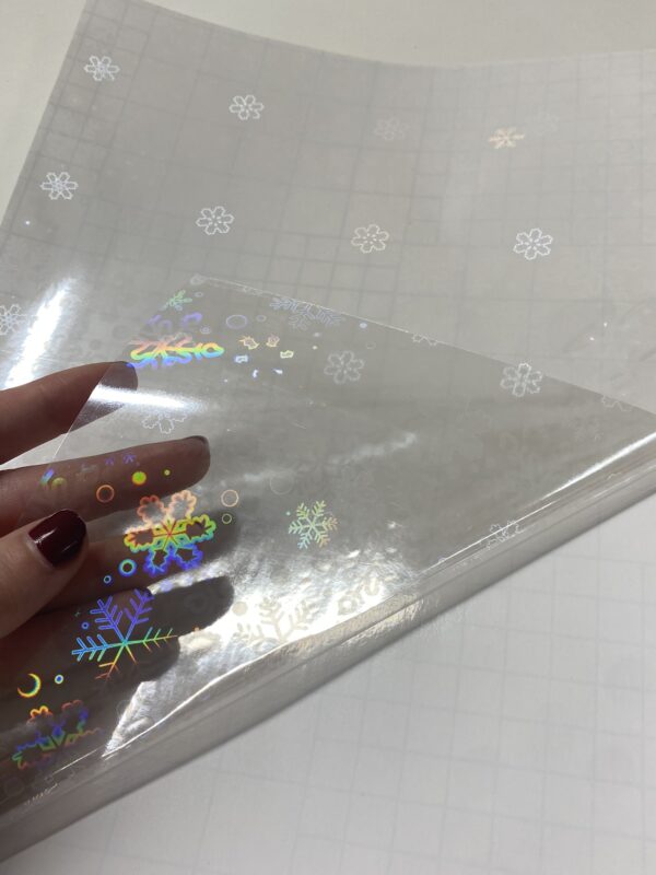 Snowflake Christmas Self Adhesive Transparent Holographic Vinyl Overlay Sheets Lamination