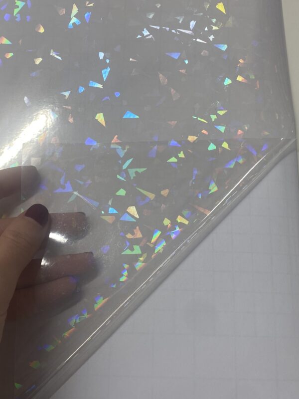 Self Adhesive Sparkle Broken Glass Transparent Holographic Vinyl Overlay Sheets Stickers