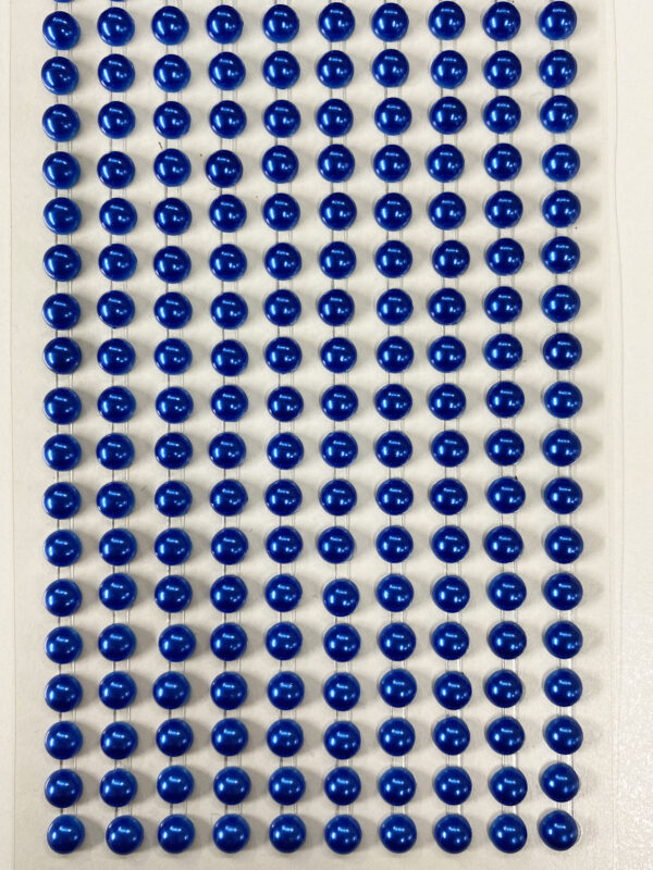 200 ROYAL BLUE Round Pearls 6mm Flat Backed Round Self Adhesive Beads